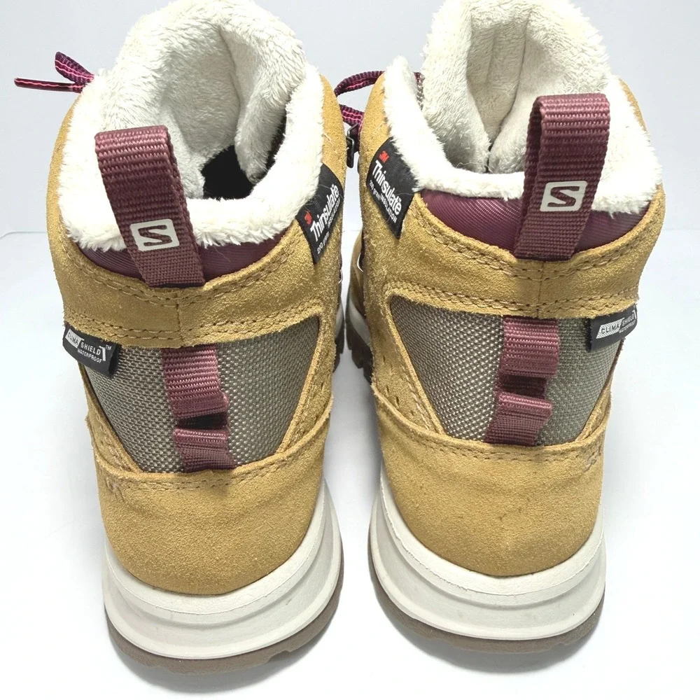 Salomon Ellipse 2 Winter TS WP Boots Womens 9 Brown Thinsulate Waterproof 376379